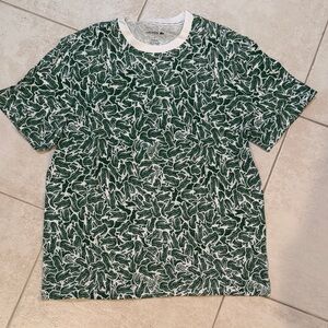 Lacoste Alligator Pattern Tee in Green and White
